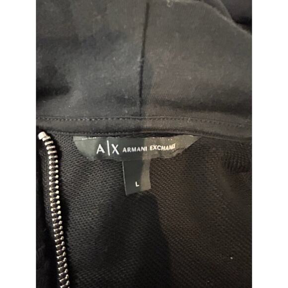 Armani Exchange Womens Black Hoodie Logo Cuffs Full-Zip Closure Size L - Picture 4 of 10